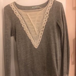 Fitted marled grey terry cotton top